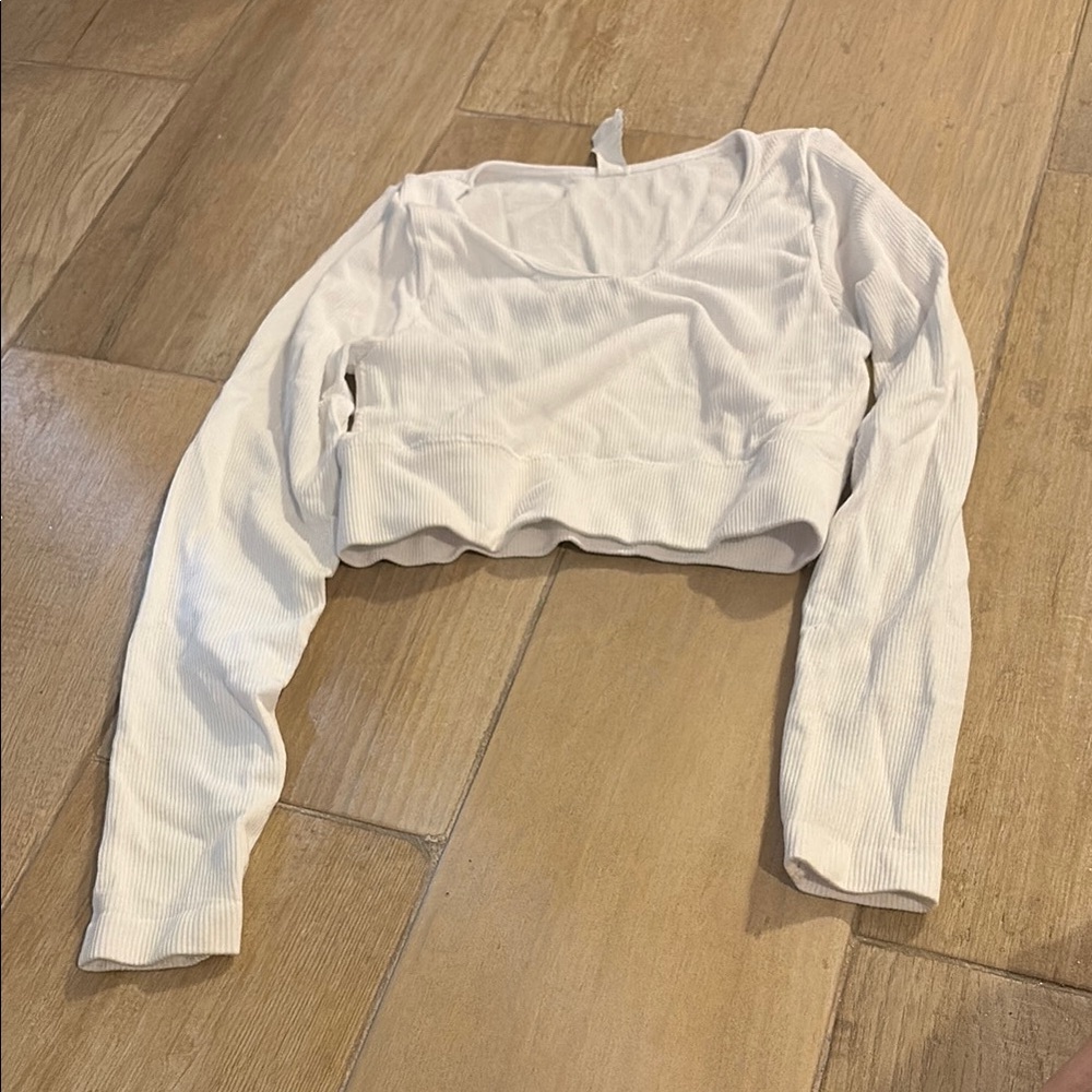 Girls’ White Long Sleeve Top